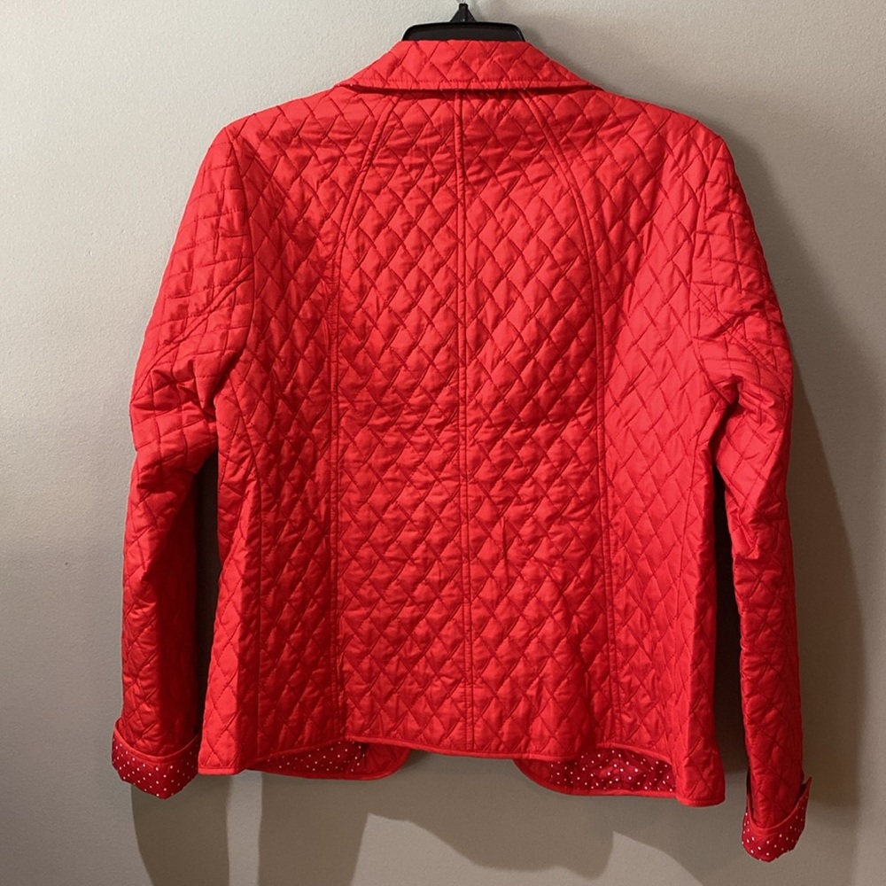 Flair Red Quilted Gold Accents Reversible Button Up Jacket Ladies Small - Picture 3 of 16